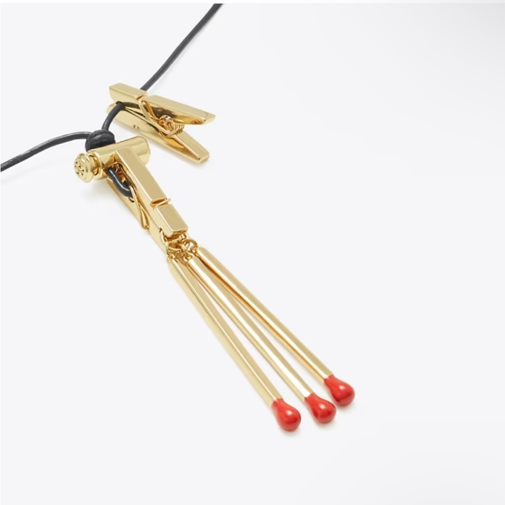 Tory Burch Gold and Red Pendant Necklace - Picture 3 of 16